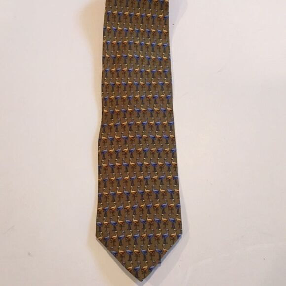 Men’s Handmade Lord & Taylor Silk Tie All-Over Flamingo Pattern - Picture 1 of 3